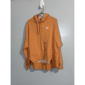 Nike Women's Orange/Heather/White Club Fleece  Pullover Hoodie DV5645-871 Sz XL
